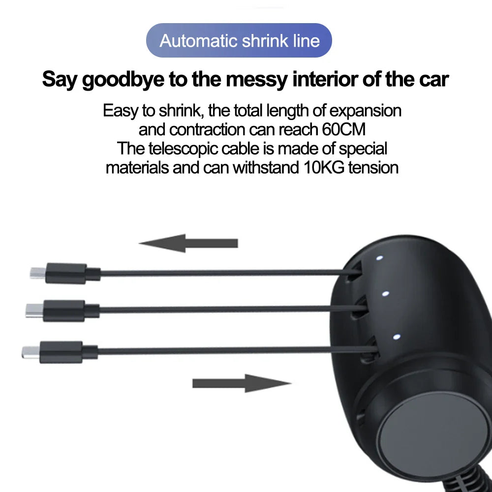 Lund - 3-i-1 indragbar laddstation för baksätet i bilen